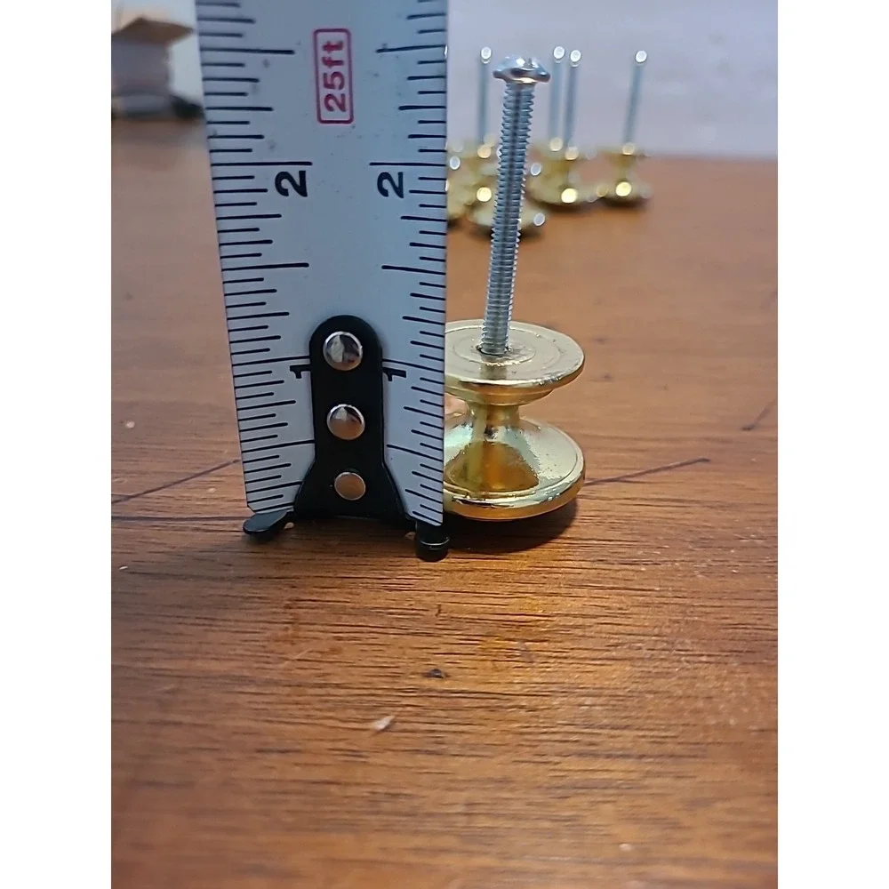 Lot‎ Of 10 Shiny Gold Brass Colored Round Cabinet Knob Pull 1-1/8